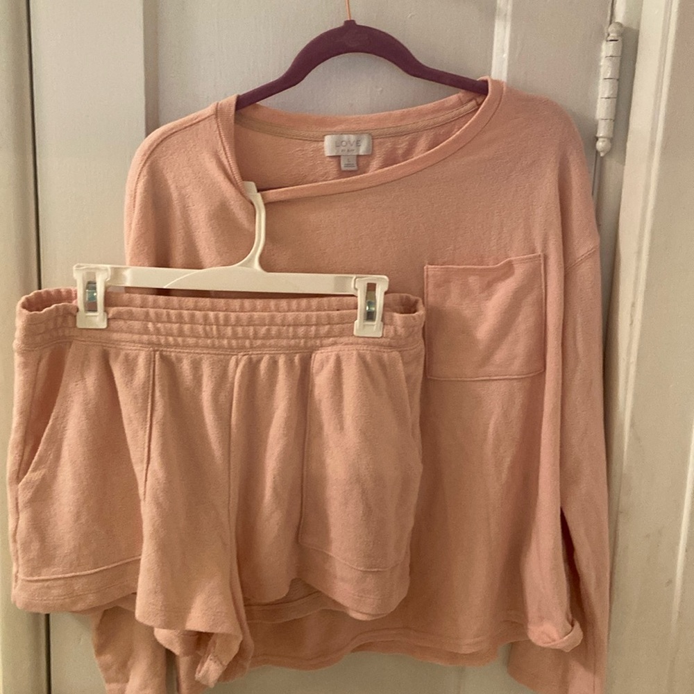 long sleeve shirt and shorts set size Large